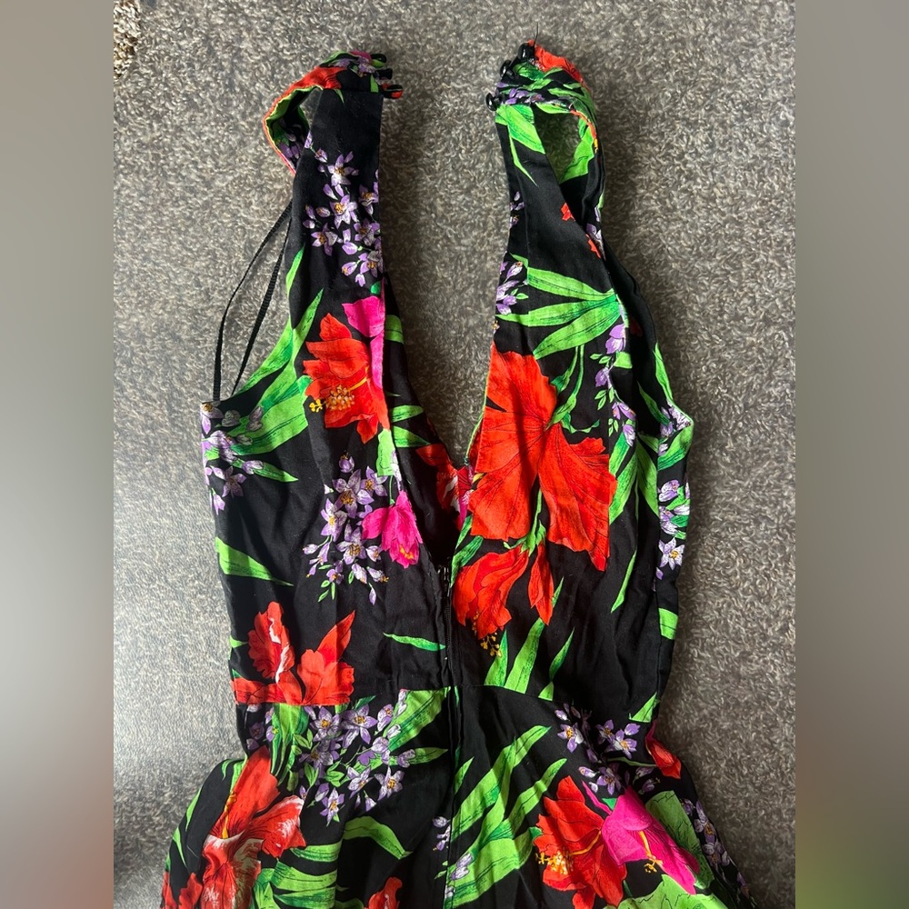Dawn Joy Fashions Black & multi-coloured tropical floral maxi dress XSmall - Picture 4 of 6